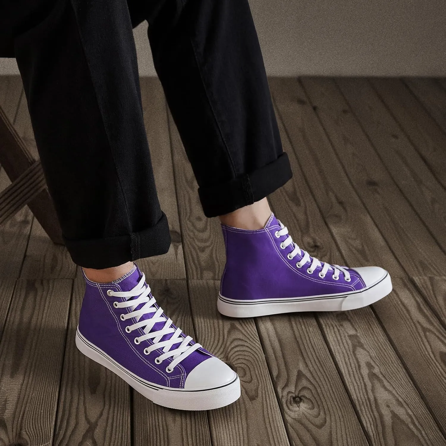 ZGR Men's High Top Canvas Sneakers Lace Up Classic Casual Walking Shoes