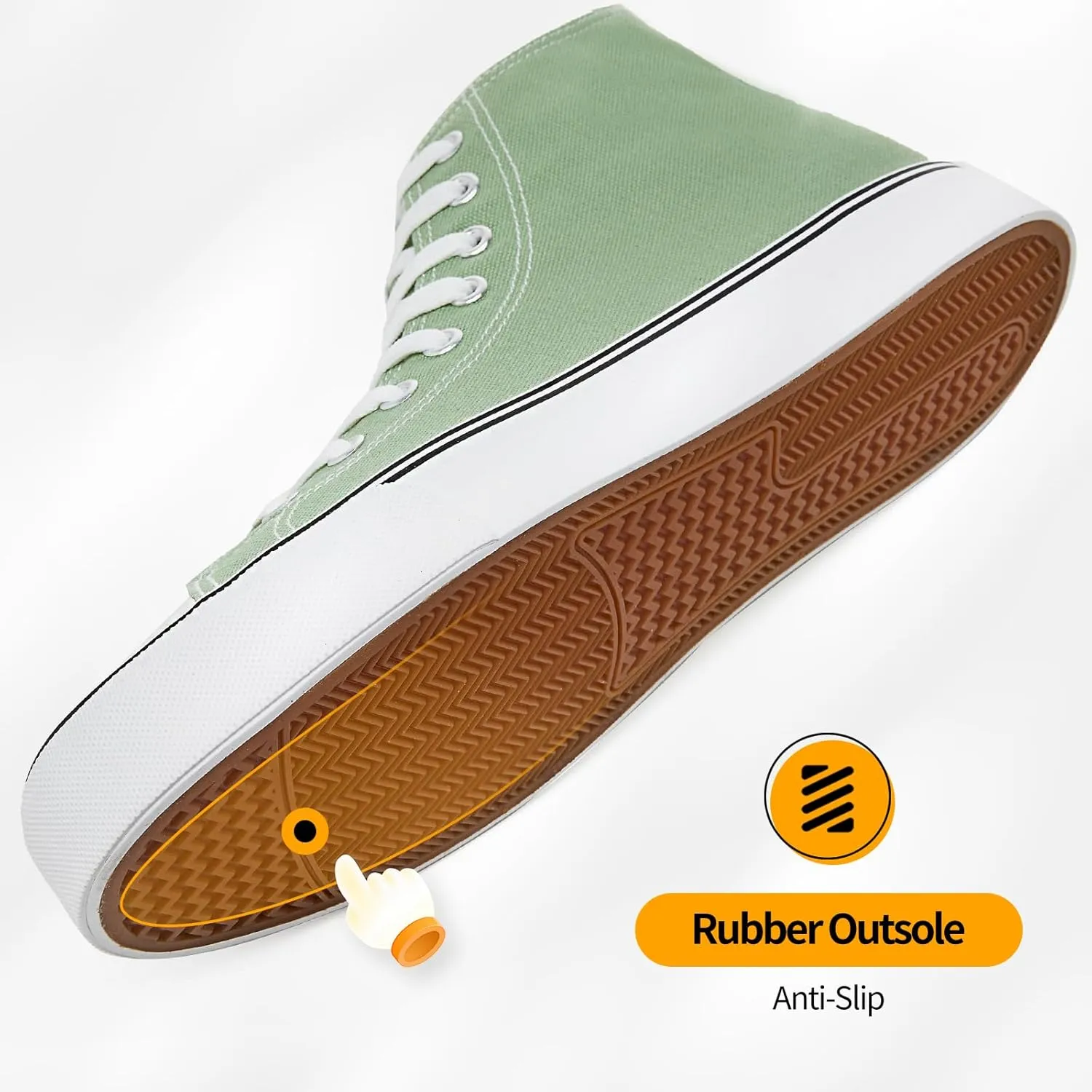 ZGR Men's High Top Canvas Sneakers Lace Up Classic Casual Walking Shoes