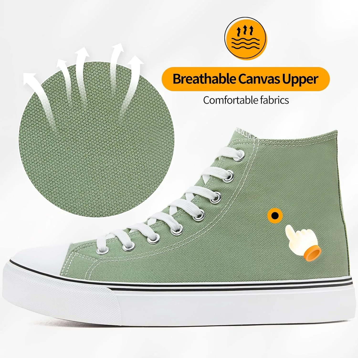 ZGR Men's High Top Canvas Sneakers Lace Up Classic Casual Walking Shoes