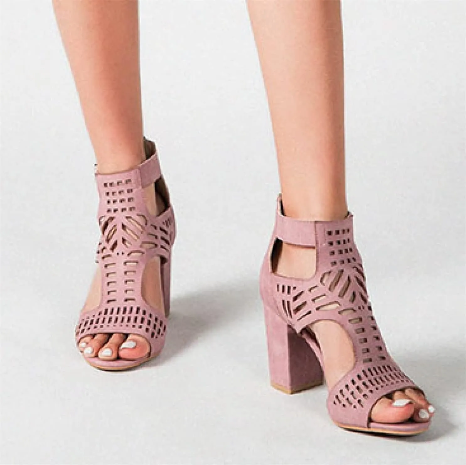 ZKXYFFS Chunky Heeled Sandals for Women Ankle Buckle Zip Dress High Heeled Sandal Summer Fashion Cutout Open Toe Block Heels