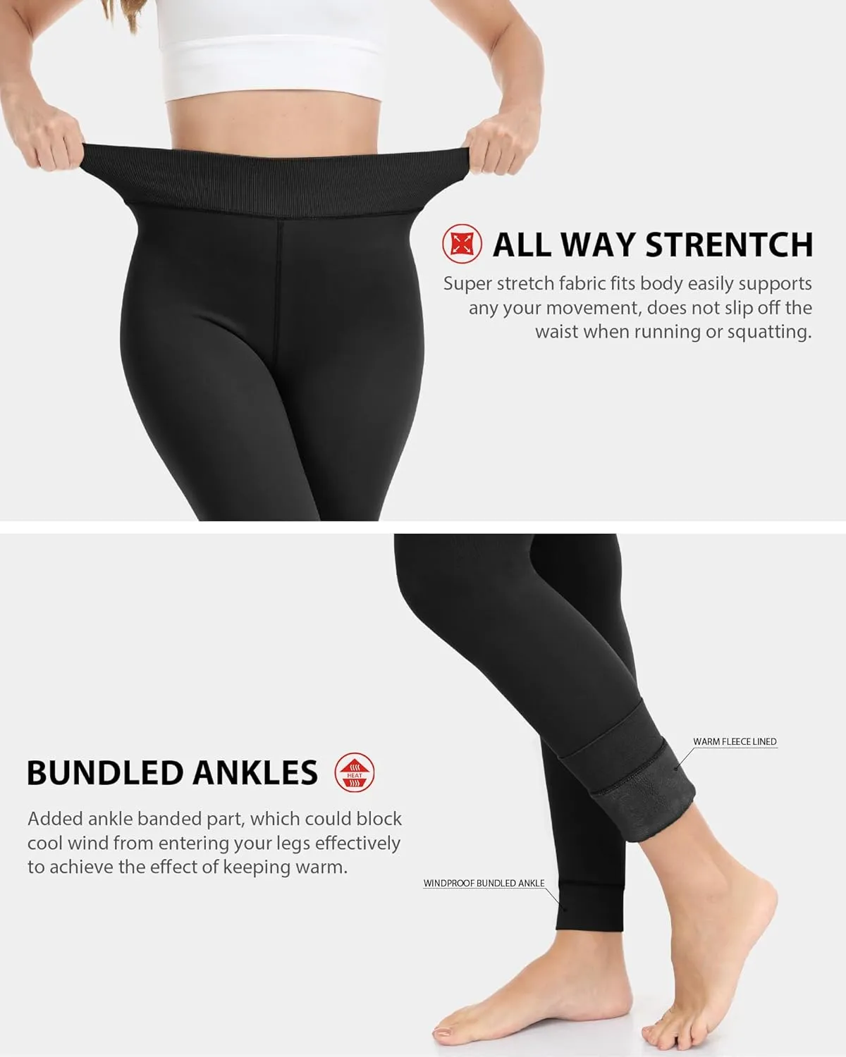 ZLLW Winter Warm Fleece Lined Leggings for Women，High Waisted Thick Thermal Velvet Tights