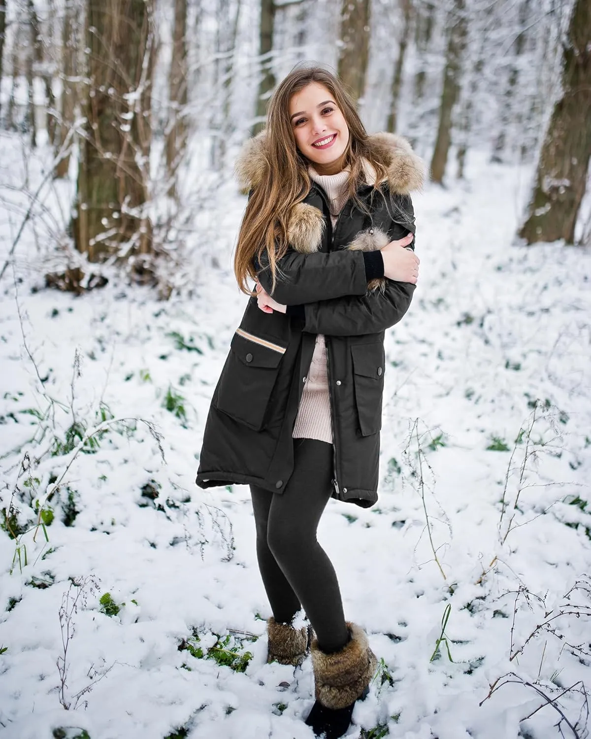 ZLLW Winter Warm Fleece Lined Leggings for Women，High Waisted Thick Thermal Velvet Tights