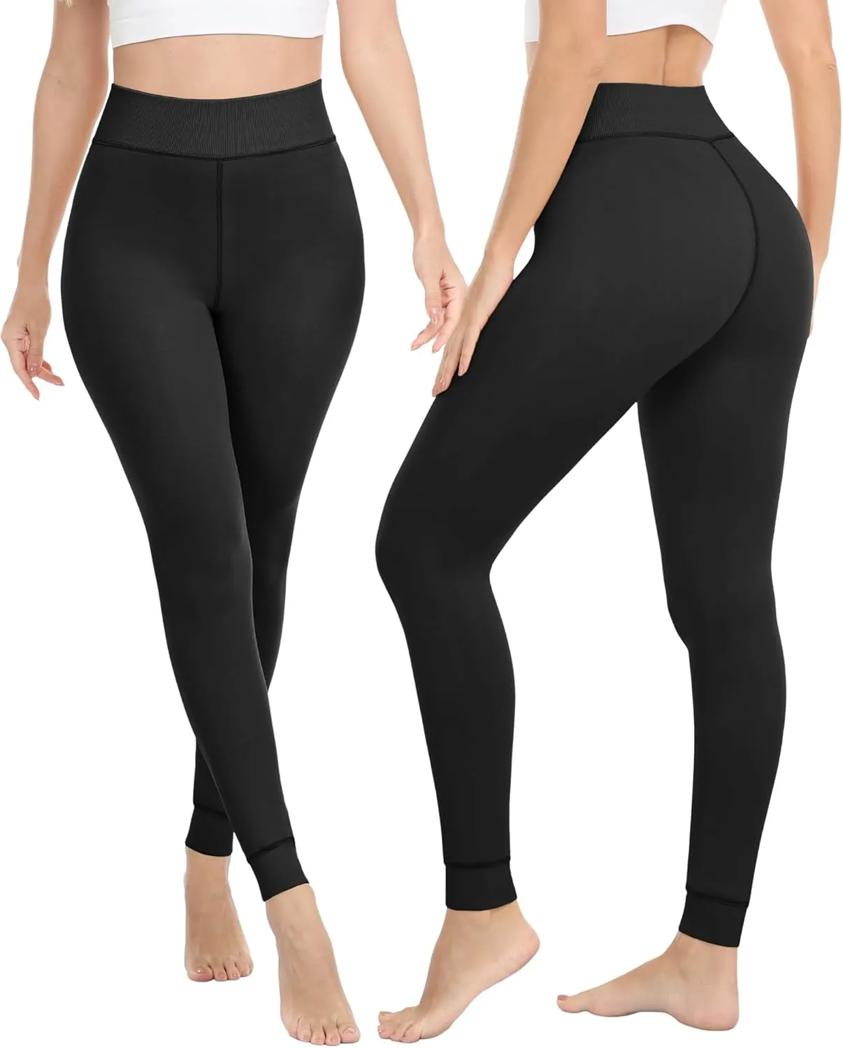 ZLLW Winter Warm Fleece Lined Leggings for Women，High Waisted Thick Thermal Velvet Tights